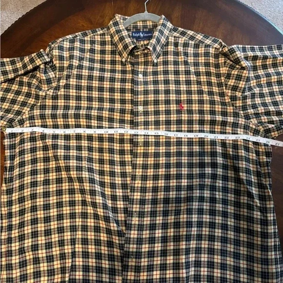 Ralph Lauren Classic Fit long slv button down Ylw Black & Red Plaid shirt Sz XL - Picture 5 of 8